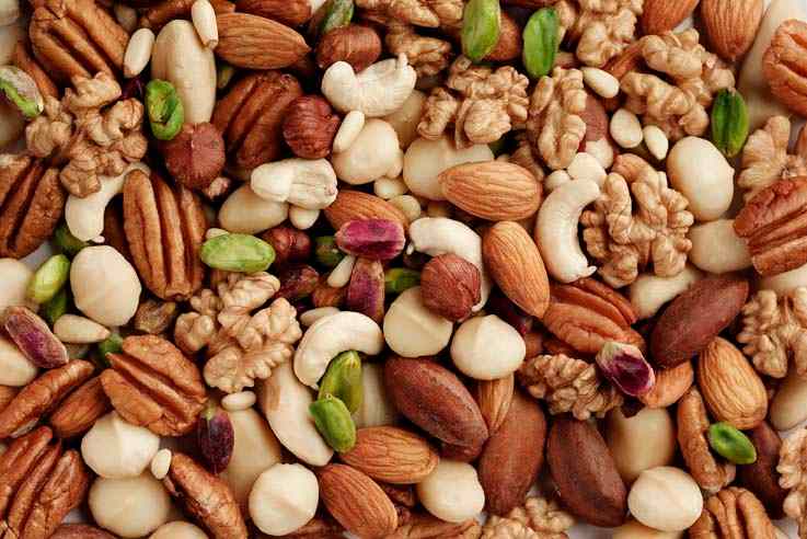 Muestra de frutos secos variados